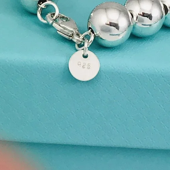 8 inch Tiffany & Co HardWear Bead Ball Bracelet Sterling Silver w/ Pouch or Box